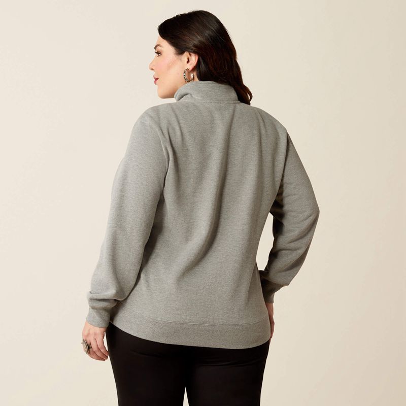 Heather Grey Ariat 1/2 Zip Sweatshirt | 61VJDWYIE