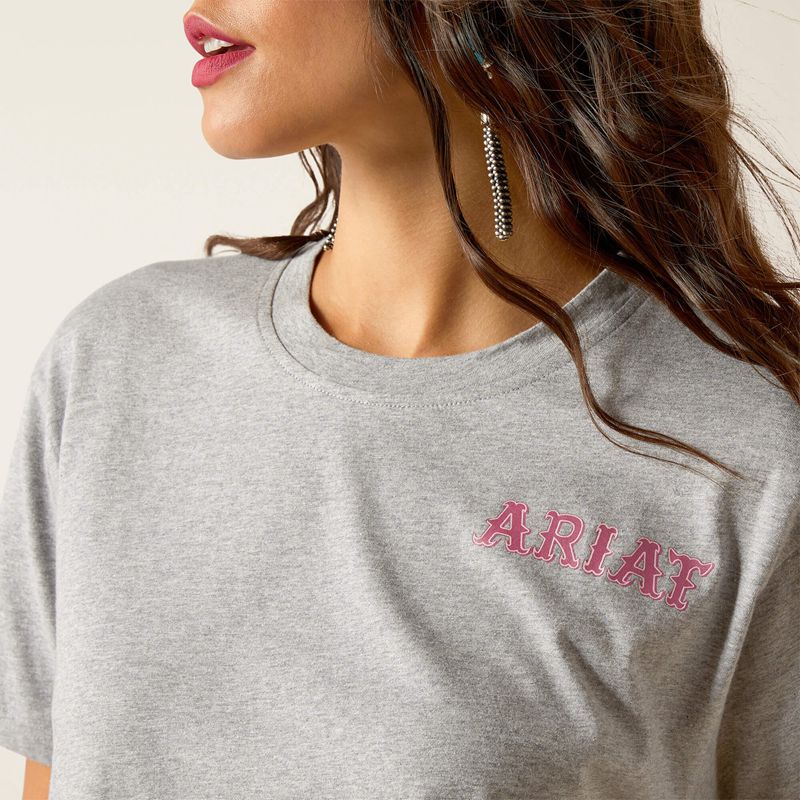 Heather Grey Ariat Cactus Rose T-Shirt | 29RVTNSAD