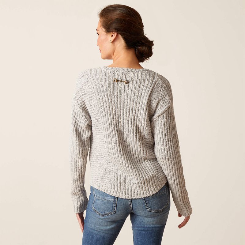 Heather Grey Ariat Daneway Sweater | 85ICGVKYX