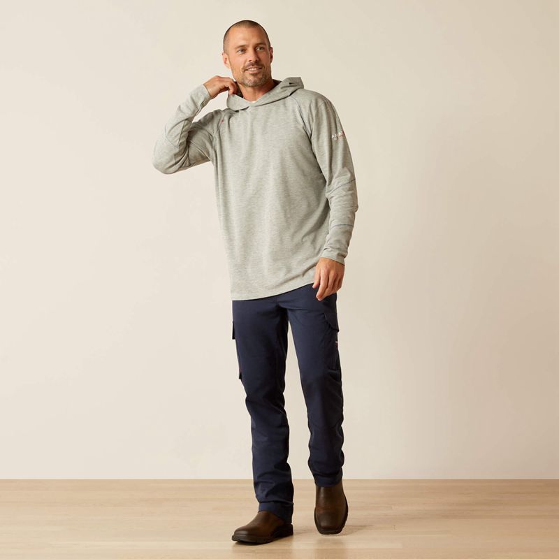 Heather Grey Ariat Fr Primo Hooded T-Shirt | 21GUXDSIP