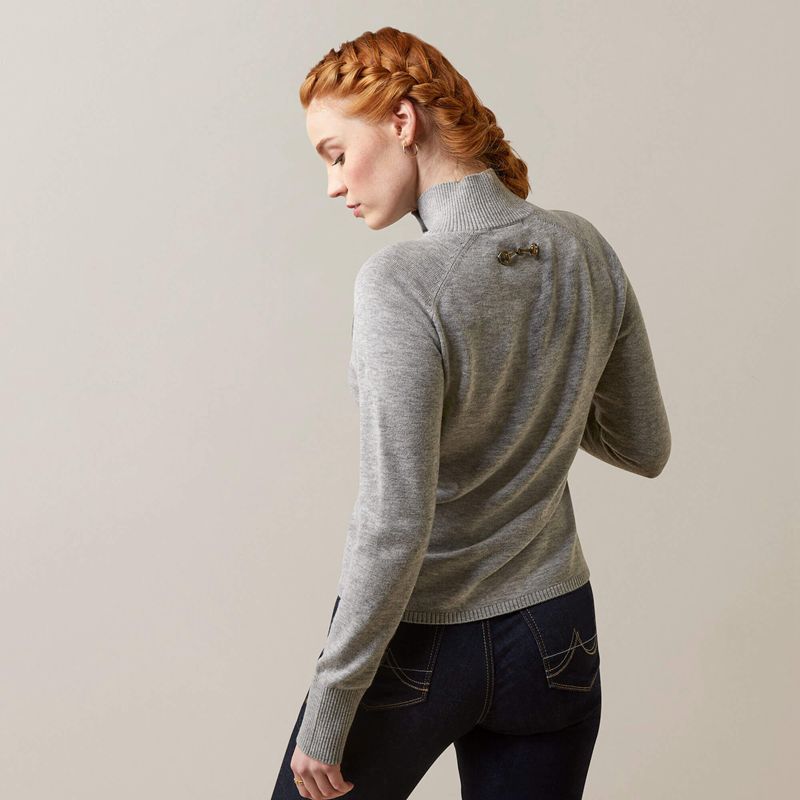 Heather Grey Ariat Half Moon Bay Sweater | 61FIUGXWK