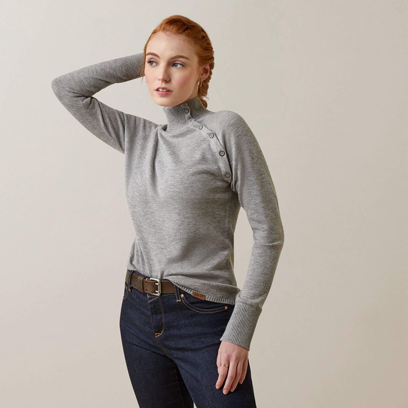 Heather Grey Ariat Half Moon Bay Sweater | 61FIUGXWK