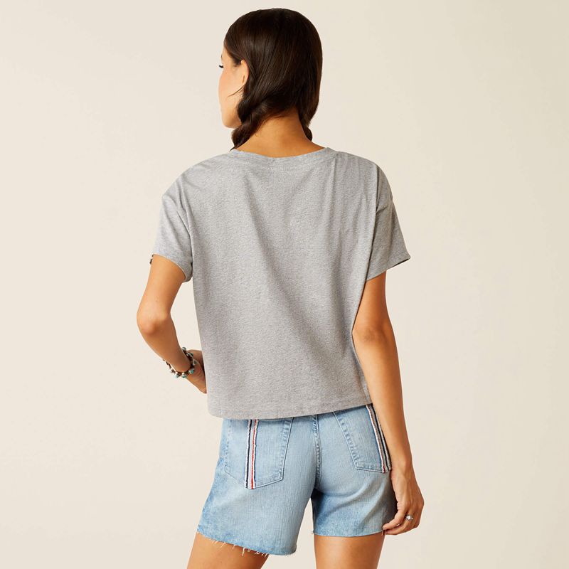 Heather Grey Ariat Homespun Flag T-Shirt | 81GVNPWQL