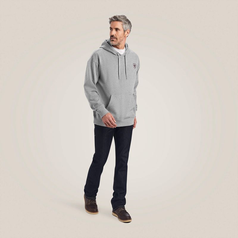 Heather Grey Ariat Logo Hoodie | 68GSULORT