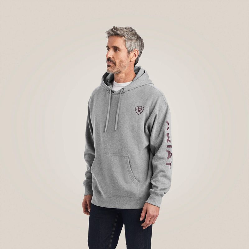 Heather Grey Ariat Logo Hoodie | 68GSULORT