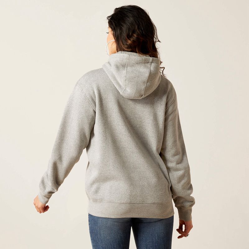 Heather Grey Ariat Real Grazing Hoodie | 84AVKDTFZ