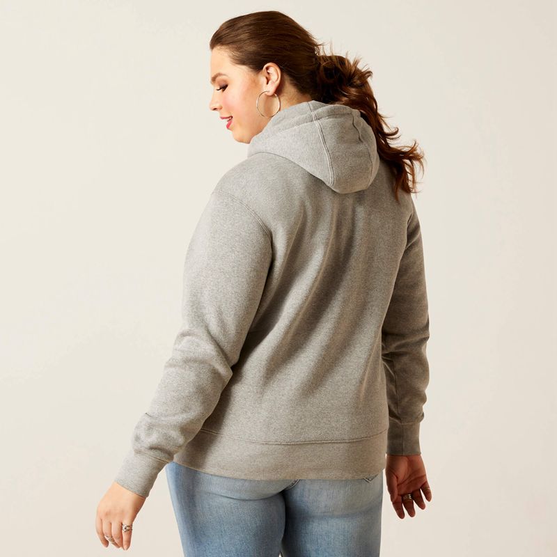 Heather Grey Ariat Real Grazing Hoodie | 84AVKDTFZ