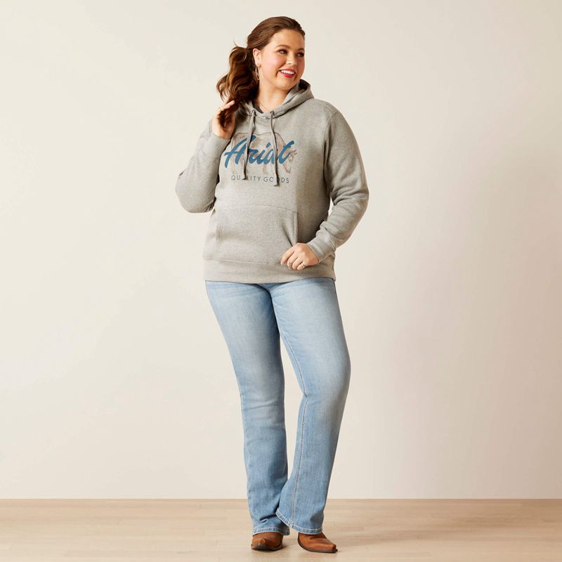 Heather Grey Ariat Real Grazing Hoodie | 84AVKDTFZ