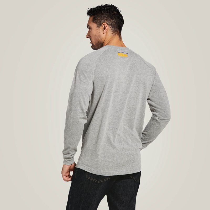 Heather Grey Ariat Rebar Cotton Strong Block T-Shirt | 76KHSVGBM