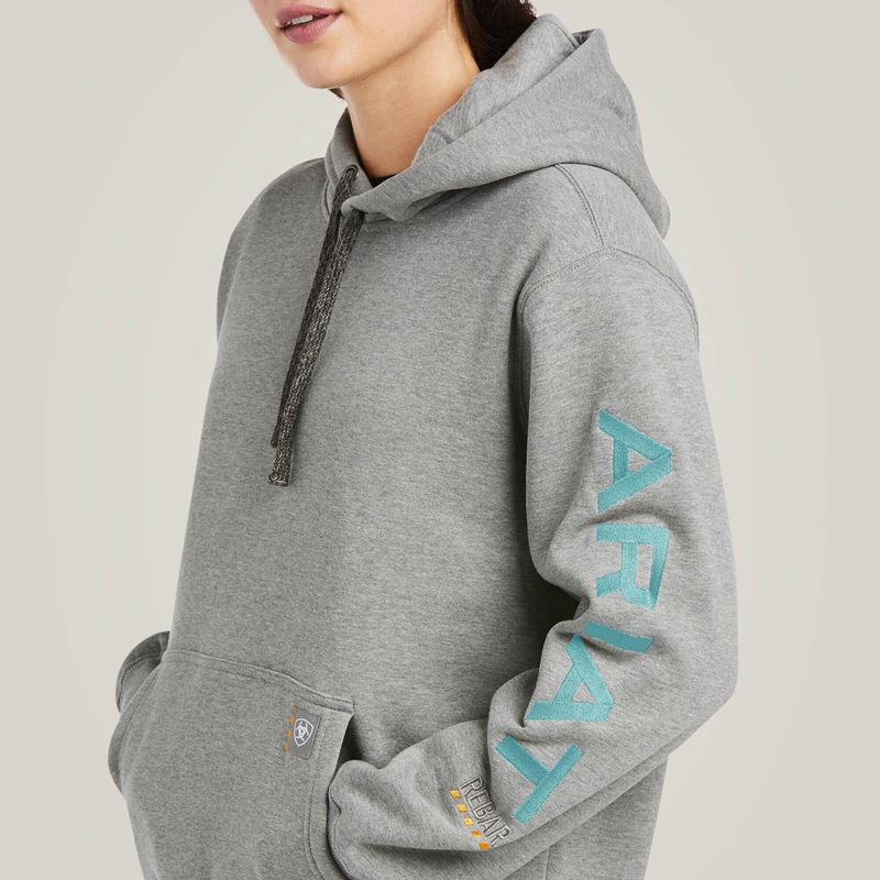 Heather Grey Ariat Rebar Graphic Hoodie | 78KCYJOLX