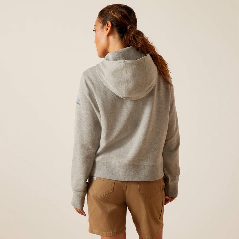 Heather Grey Ariat Rebar Lightweight Cropped Hoodie | 95EYNPTZS