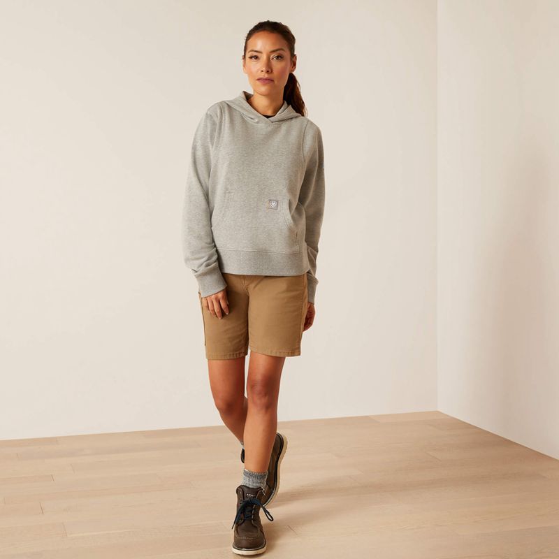 Heather Grey Ariat Rebar Lightweight Cropped Hoodie | 95EYNPTZS