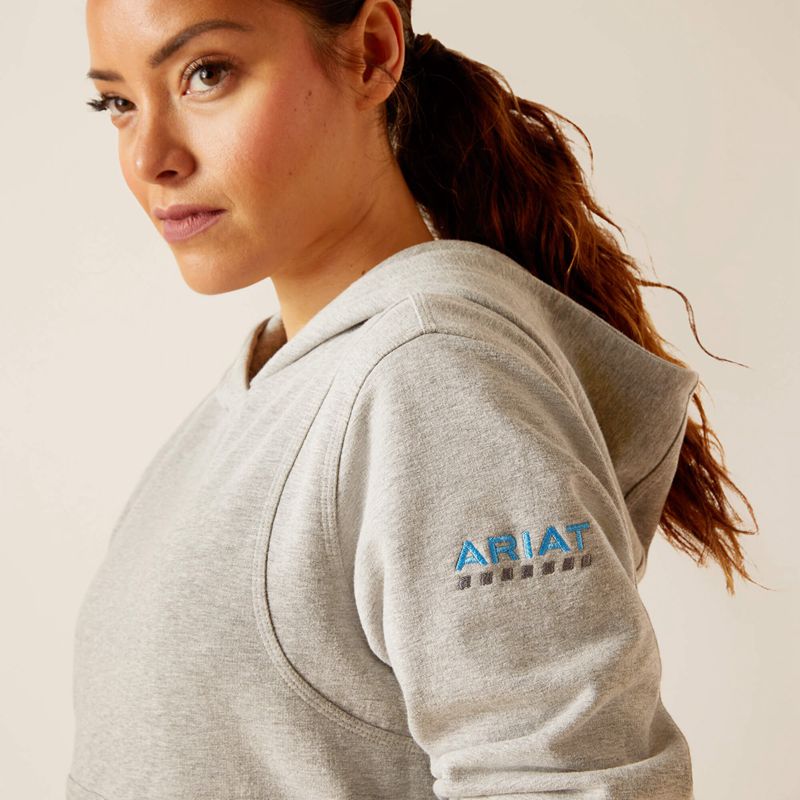 Heather Grey Ariat Rebar Lightweight Cropped Hoodie | 95EYNPTZS