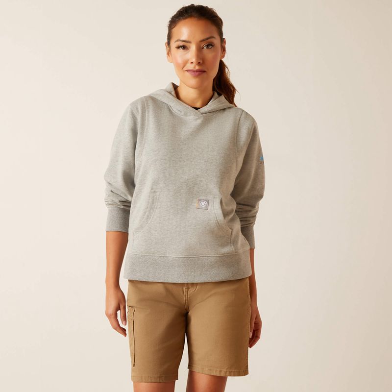 Heather Grey Ariat Rebar Lightweight Cropped Hoodie | 95EYNPTZS