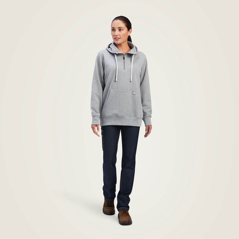 Heather Grey Ariat Rebar Skill Set 1/2 Zip Hoodie | 45DMIHFXY