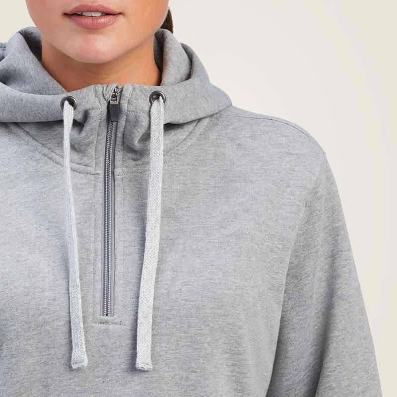 Heather Grey Ariat Rebar Skill Set 1/2 Zip Hoodie | 45DMIHFXY