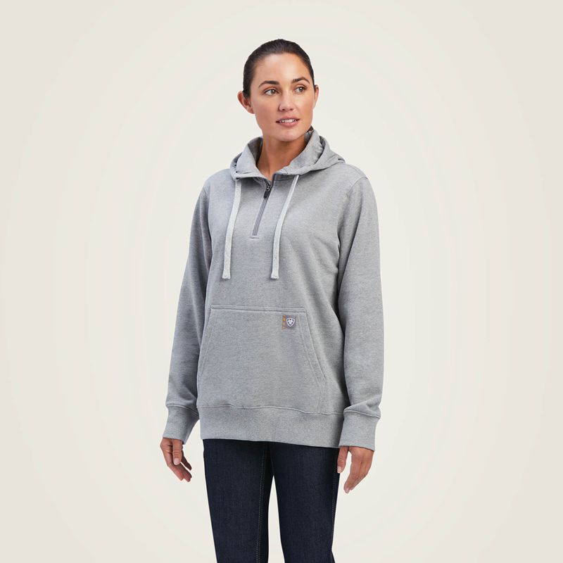 Heather Grey Ariat Rebar Skill Set 1/2 Zip Hoodie | 45DMIHFXY