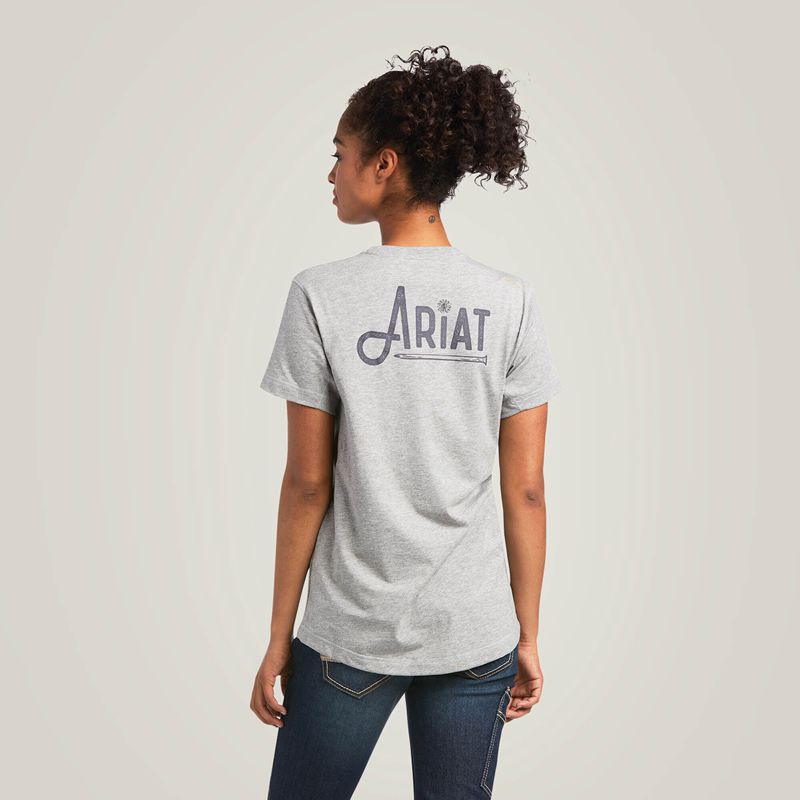 Heather Grey Ariat Rebar Workman Graphic Logo T-Shirt | 96TSWEQIY