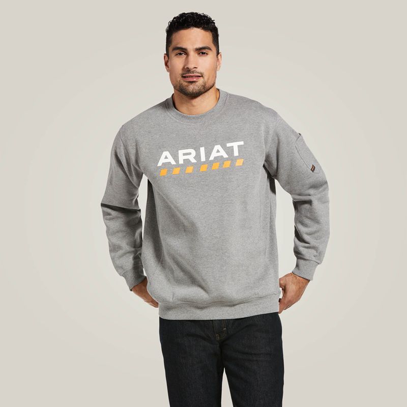 Heather Grey Ariat Rebar Workman Logo Sweatshirt | 93FLWZDEN