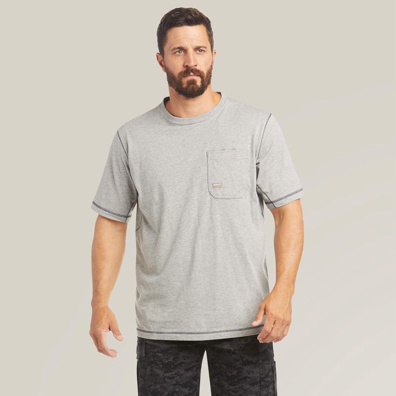 Heather Grey Ariat Rebar Workman Logo T-Shirt | 18SORGXFB