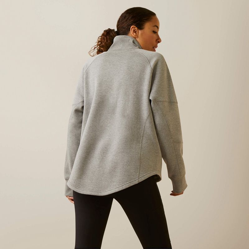 Heather Grey Ariat Rebar Workman Oversized Funnel Sweatshirt | 07OCFRHYT