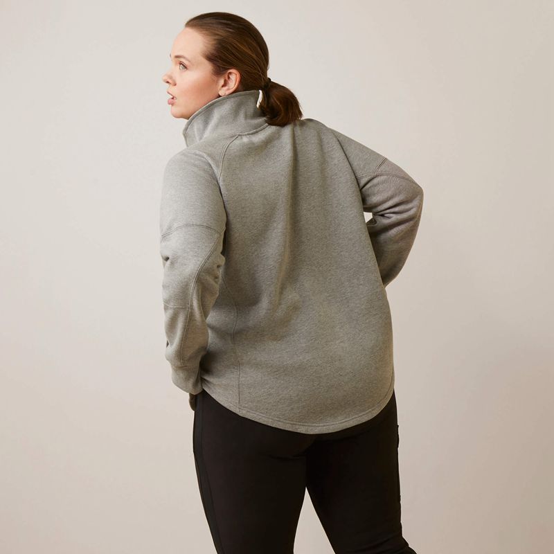 Heather Grey Ariat Rebar Workman Oversized Funnel Sweatshirt | 07OCFRHYT