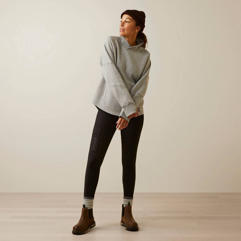 Heather Grey Ariat Rebar Workman Oversized Funnel Sweatshirt | 07OCFRHYT