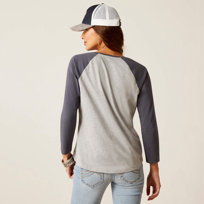 Heather Grey Ariat Split Neck | 24VWMPQOD