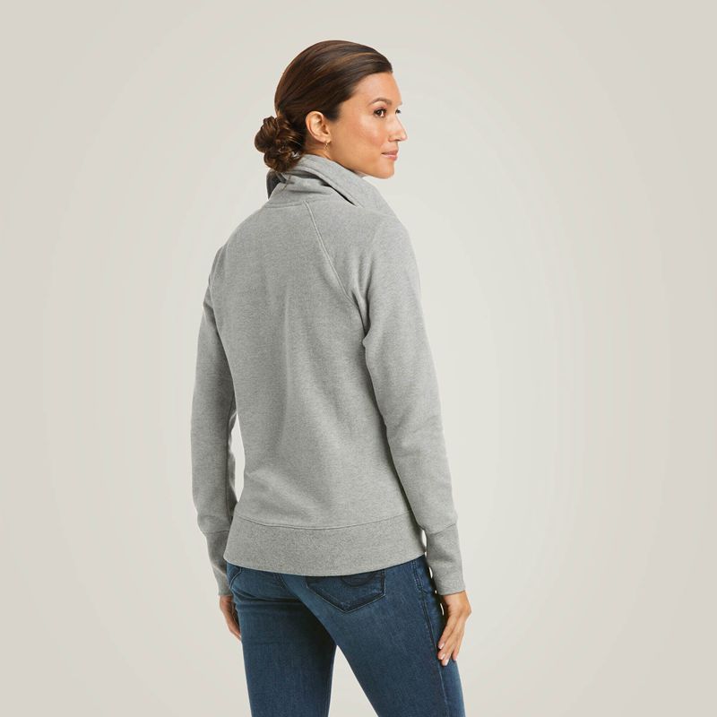 Heather Grey Ariat Team Logo Full Zip Sweatshirt | 97YQJCTSG