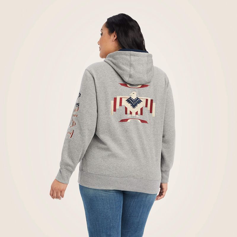 Heather Grey Ariat Thunderbird Chimayo Hoodie | 84SGZARWY