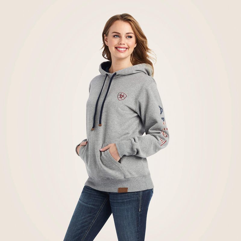 Heather Grey Ariat Thunderbird Chimayo Hoodie | 84SGZARWY