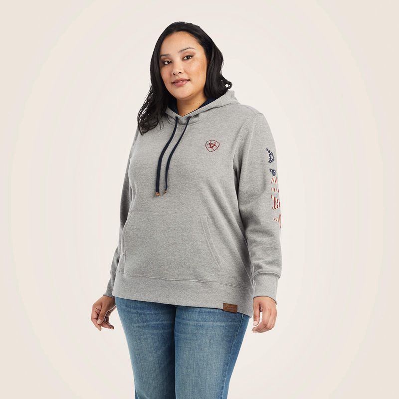 Heather Grey Ariat Thunderbird Chimayo Hoodie | 84SGZARWY