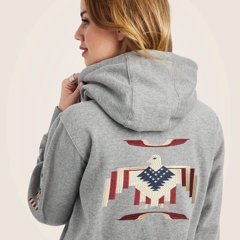 Heather Grey Ariat Thunderbird Chimayo Hoodie | 84SGZARWY