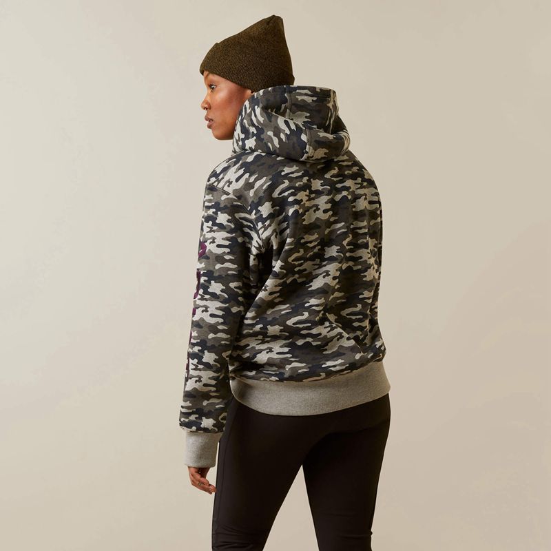 Heather Grey Camo Ariat Rebar Graphic Printed Hoodie | 45MHORSBG