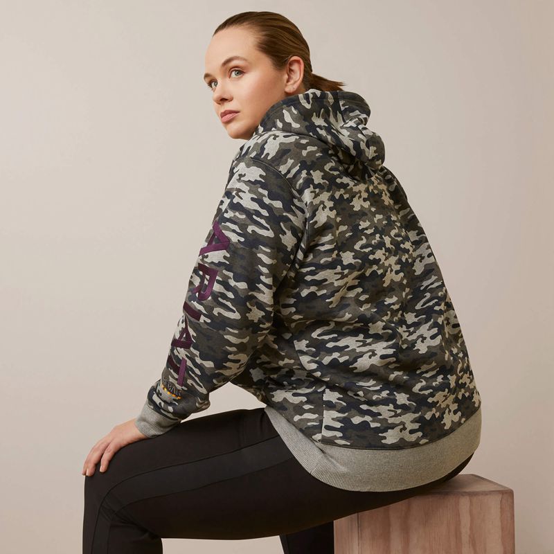 Heather Grey Camo Ariat Rebar Graphic Printed Hoodie | 45MHORSBG