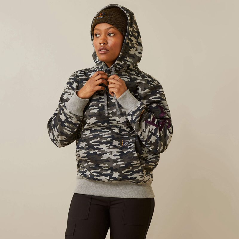 Heather Grey Camo Ariat Rebar Graphic Printed Hoodie | 45MHORSBG