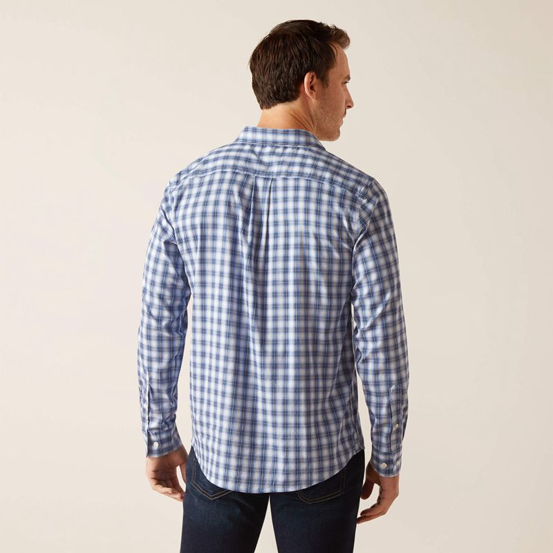 Ice Blue Plaid Ariat Napa Shirt | 13TEZYQOA