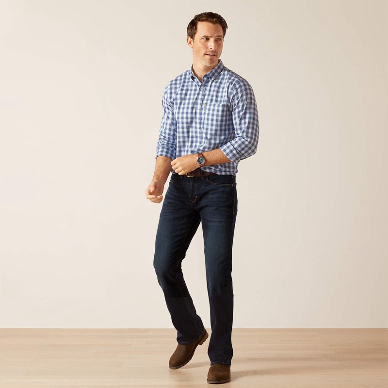 Ice Blue Plaid Ariat Napa Shirt | 13TEZYQOA