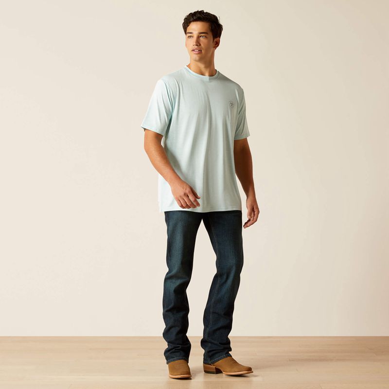 Iced Aqua Ariat Charger Crestline T-Shirt | 17REXCZFM