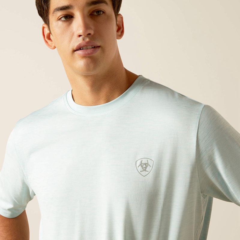 Iced Aqua Ariat Charger Crestline T-Shirt | 17REXCZFM