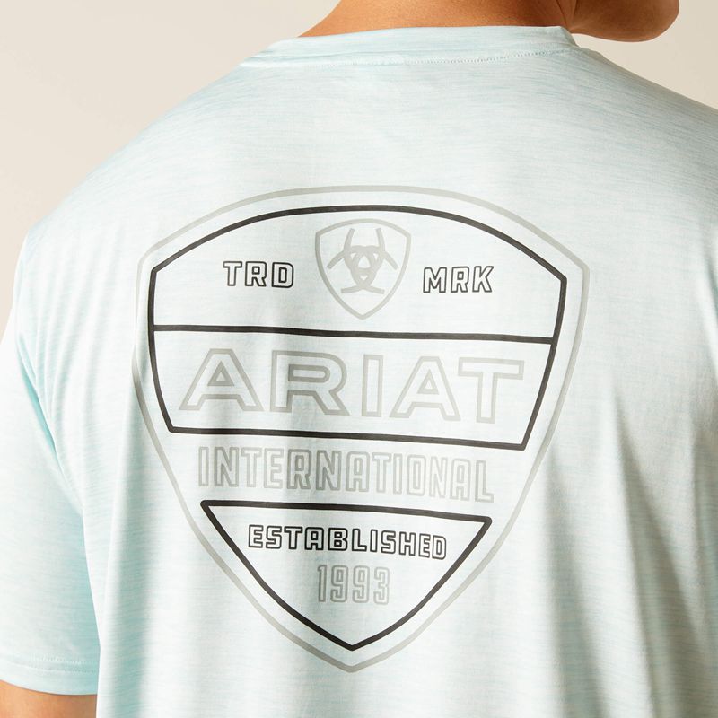 Iced Aqua Ariat Charger Crestline T-Shirt | 17REXCZFM