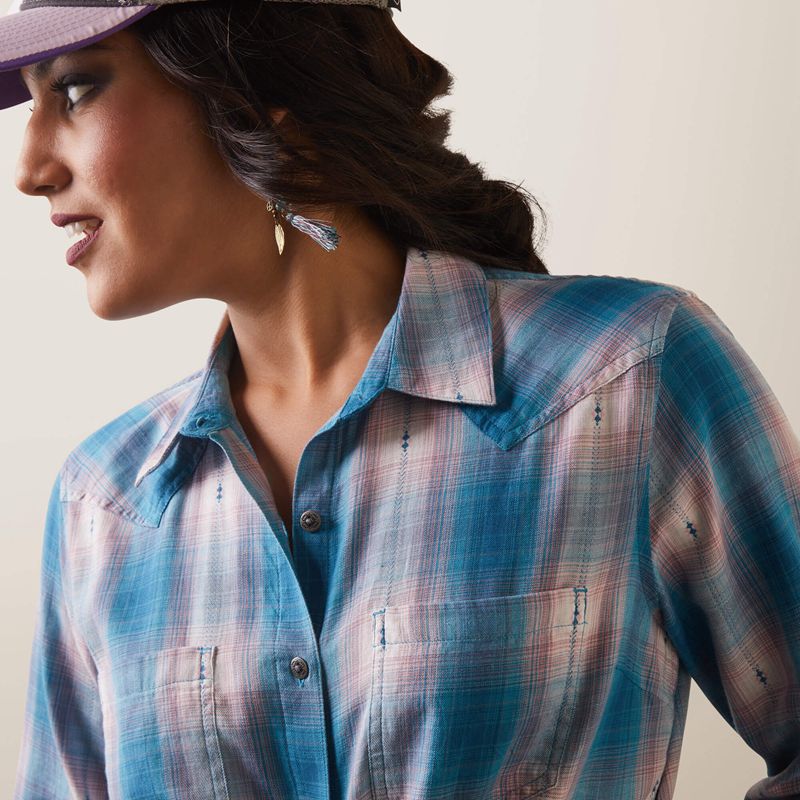 Idabel Dobby Plaid Ariat Billie Jean Shirt | 10SVGBNPK