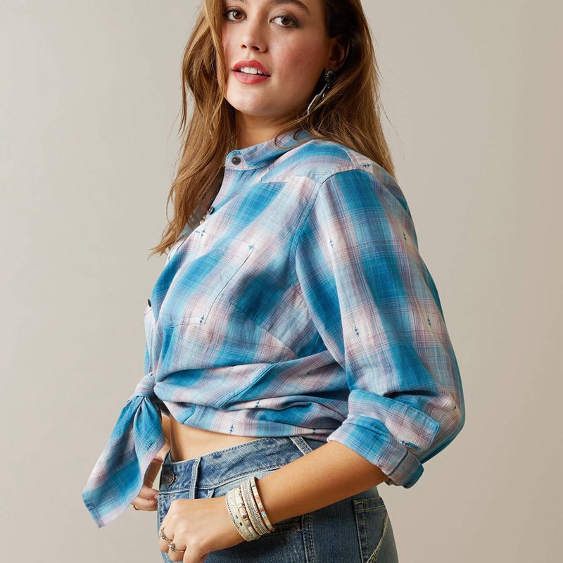 Idabel Dobby Plaid Ariat Billie Jean Shirt | 10SVGBNPK