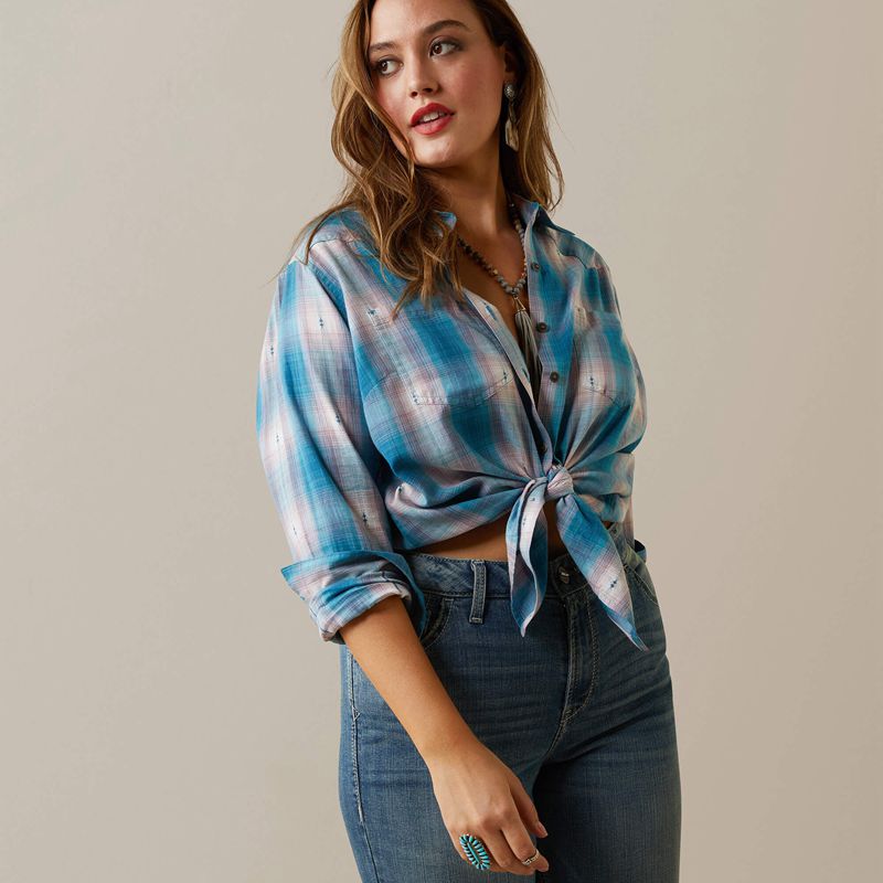 Idabel Dobby Plaid Ariat Billie Jean Shirt | 10SVGBNPK