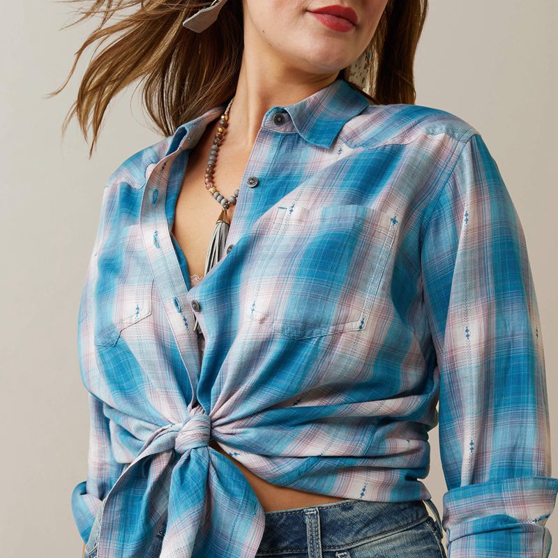 Idabel Dobby Plaid Ariat Billie Jean Shirt | 10SVGBNPK