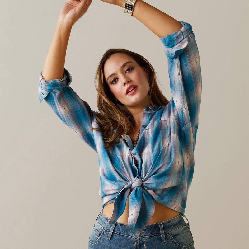 Idabel Dobby Plaid Ariat Billie Jean Shirt | 10SVGBNPK