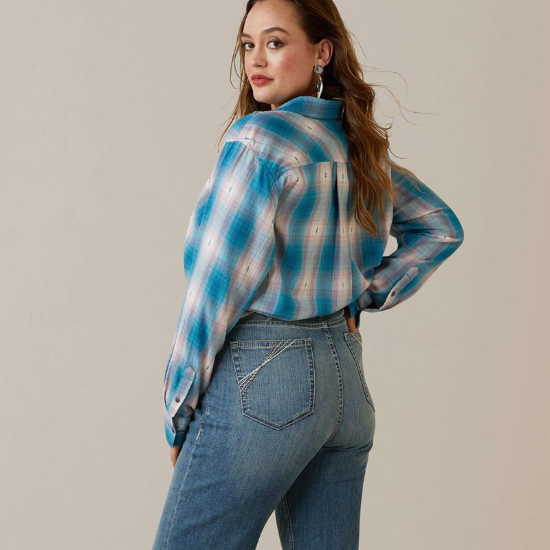 Idabel Dobby Plaid Ariat Billie Jean Shirt | 10SVGBNPK