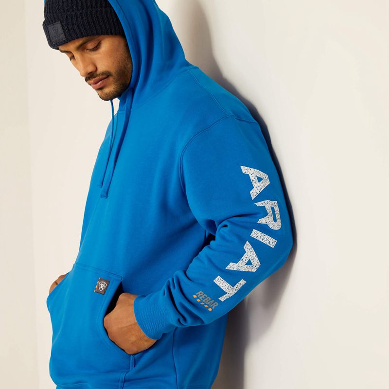 Imperial Blue Ariat Rebar Roughneck Pullover Hoodie | 80DJOCYKG