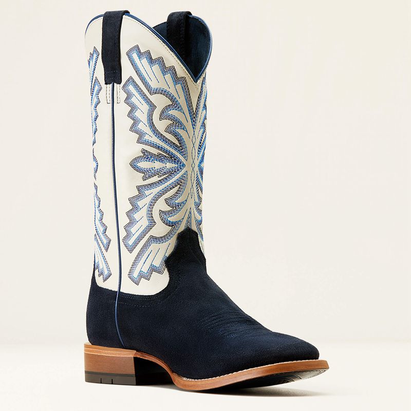 Indigo Roughout/Blanco Ariat Sting Cowboy Boot | 38HBLARNW