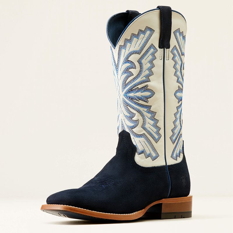 Indigo Roughout/Blanco Ariat Sting Cowboy Boot | 38HBLARNW